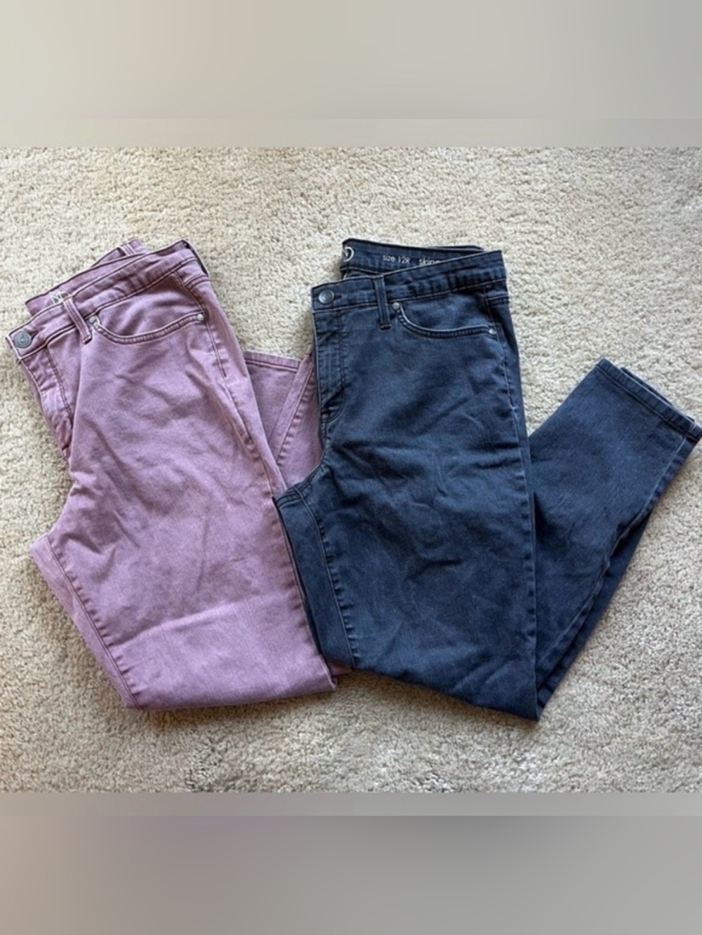 ๐ปLot of 2 New Directions Women's Skinny Denim Jeans - 12R - VGUC - Pink & Gray